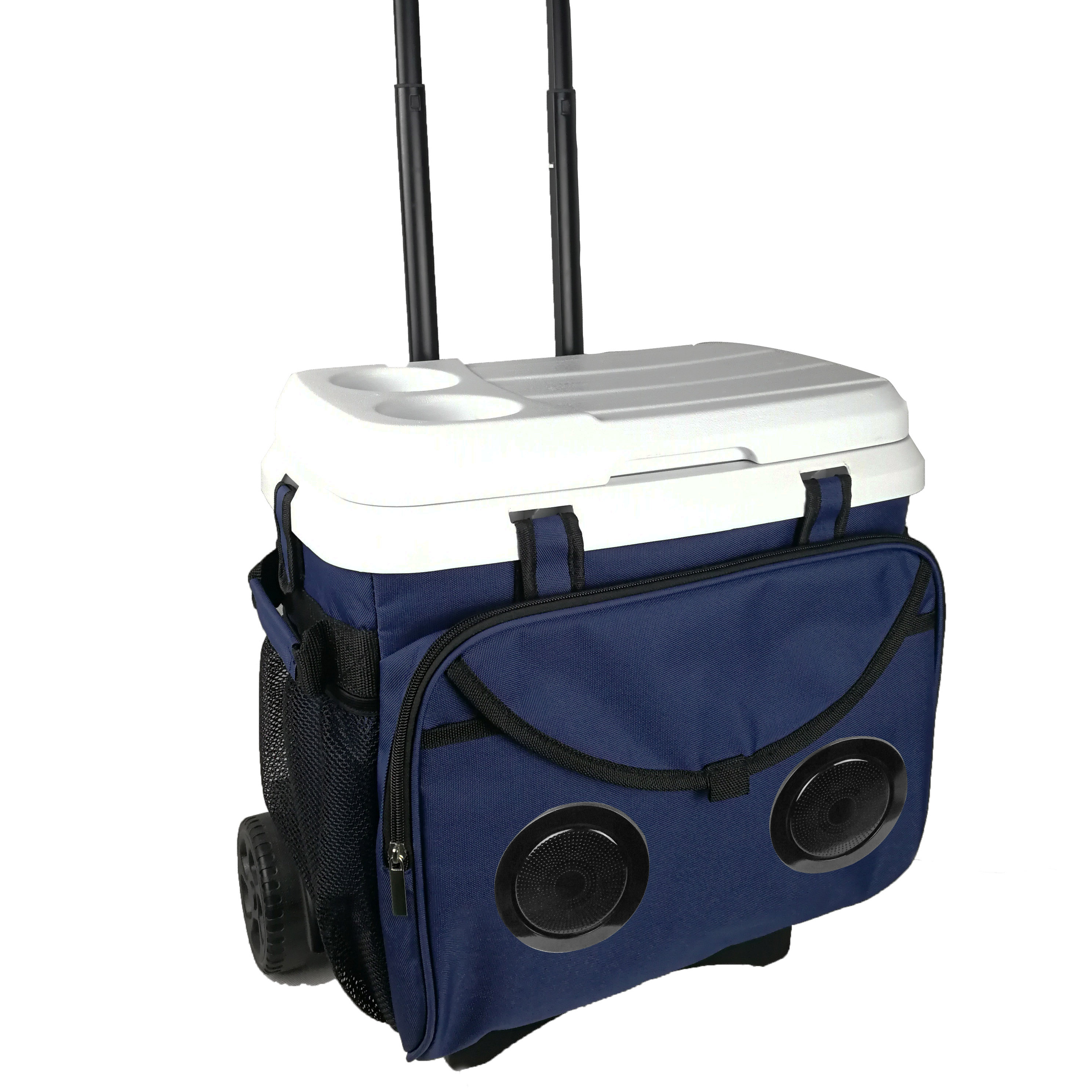 18/28/38 liters Wheeled Trolley speaker cooler box Ice chest cooler with Bluetooth speaker