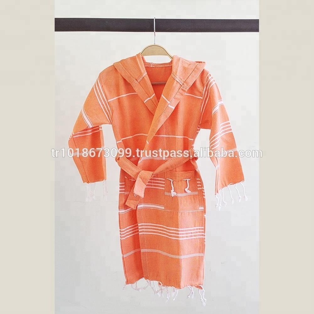 Turkish towel cotton bathrobe, summer beach wear PEST-WR-KDSROBE6 All sizes Available