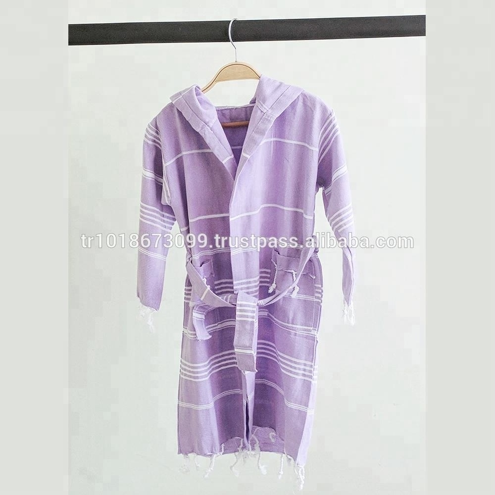 Turkish towel cotton bathrobe, summer beach wear PEST-WR-KDSROBE6 All sizes Available