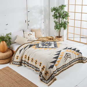 Stylish Design 100% Cotton Blanket Jacquard Throw  230x260cm 90x102inch Jacquard Collection Blanket bedspread