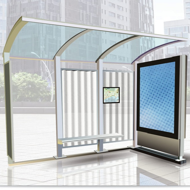 Standard Bus Shelter Stainless Steel Bus Shelter For Advertising Durable Structure Easy Assemble