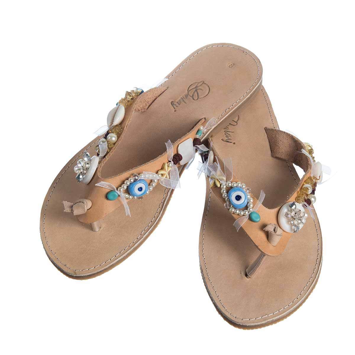 Handmade FlipFlop Genuine Leather with Handbead Luxury Comfortable Unique Design High Quality Women Slippers