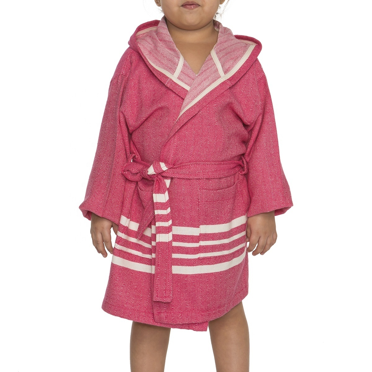 KIDS BATHROBE HOODED TURKISH COTTON PESHTEMAL TOWEL ROBE  BEACH ROBE HIGH QUALITY SOFT  LIGHT