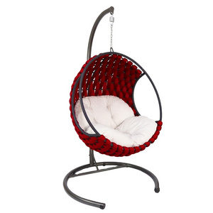 Outdoor Furniture Indoor Wicker Apple Thick Macrame Rattan Garden Adult Patio Swings Hanging Egg Swing Chair With Metal Stand