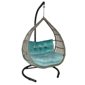 Outdoor Furniture Indoor Wicker Rattan Garden Adult Patio Swings Hanging Egg Single Swing Chair With Metal Stand