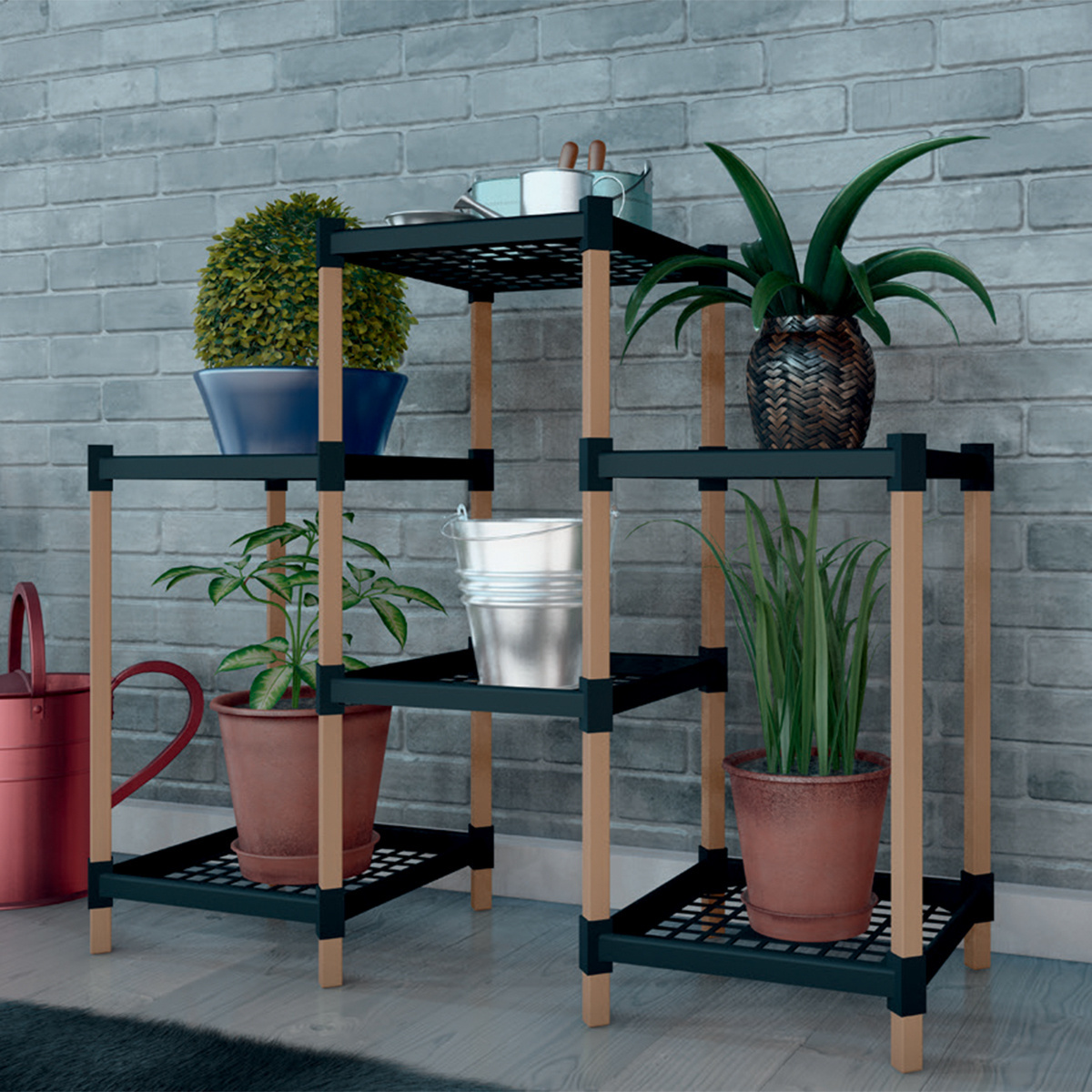 Custom Wooden Plant Rack Display Stand Multi Pot Rack Indoor Outdoor Garden Plant Shelf In Corner Living Room Balcony