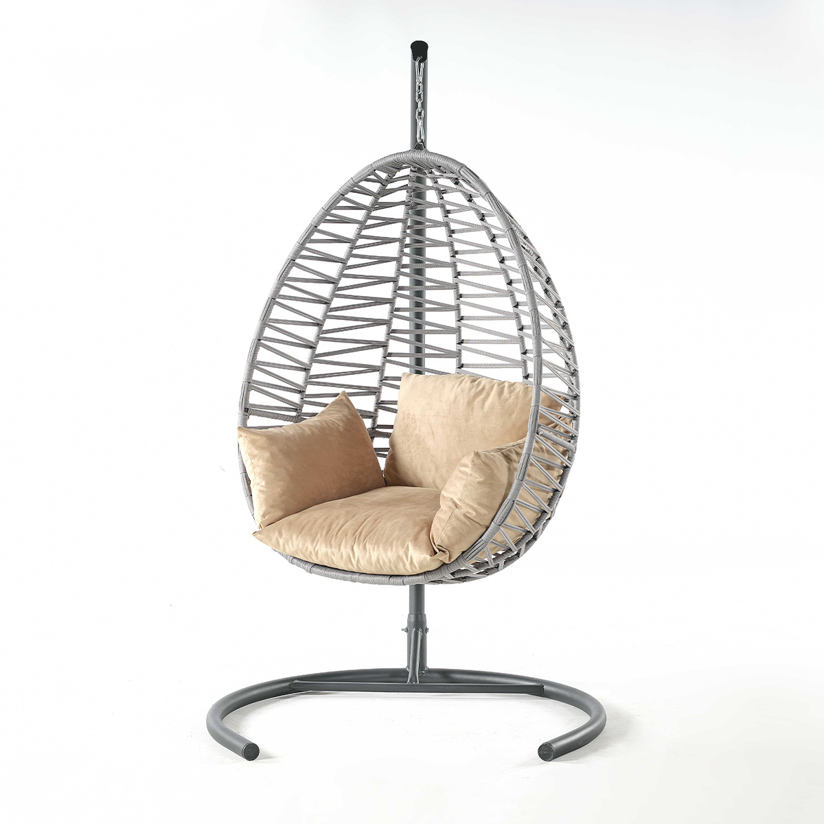 Patio Swing Chair Outdoor Outdoor Furniture Rattan Wicker Double Seat Hanging Swing Chair With Metal Stand Patio Swing