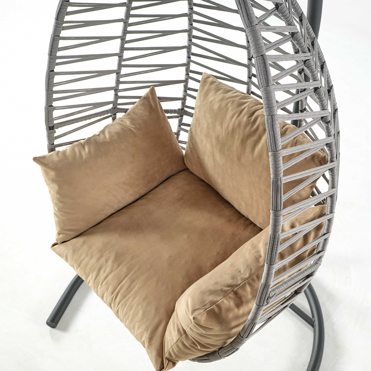 Patio Swing Chair Outdoor Outdoor Furniture Rattan Wicker Double Seat Hanging Swing Chair With Metal Stand Patio Swing