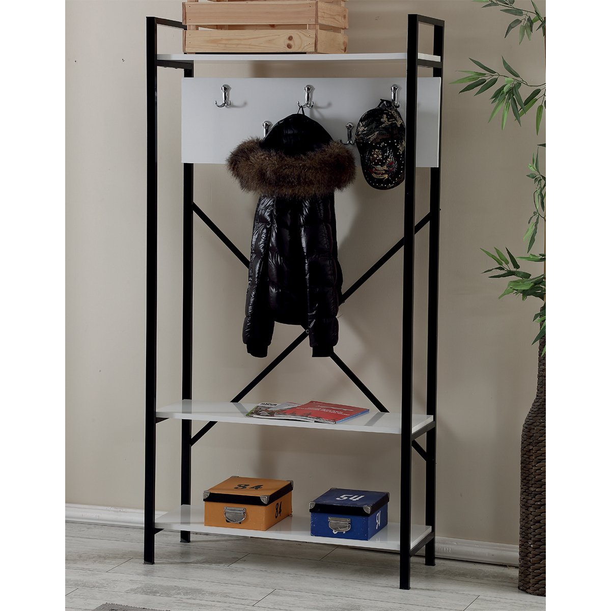 Coat Rack Hall Tree with Shoe Bench for Entryway Entryway Bench with Coat Rack, 4-in-1 with 9 Removable Hooks a Hanging Rod