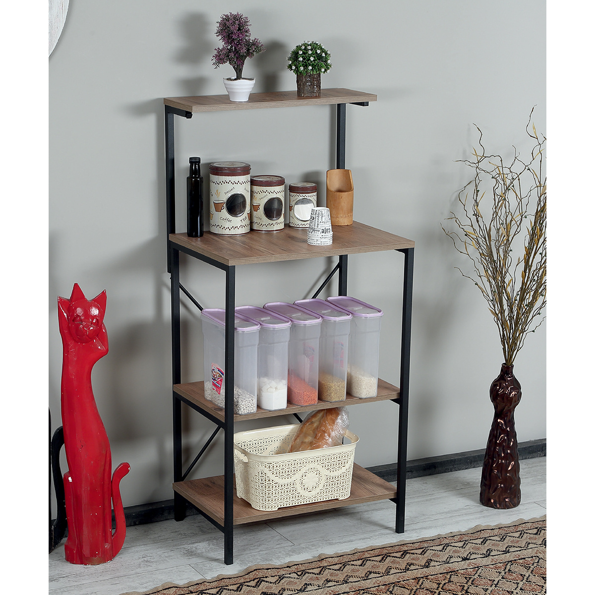 Hot Sale 4 Tier wooden Storage Racks Shelving Units For Kitchen Living Room Bedroom Office Use