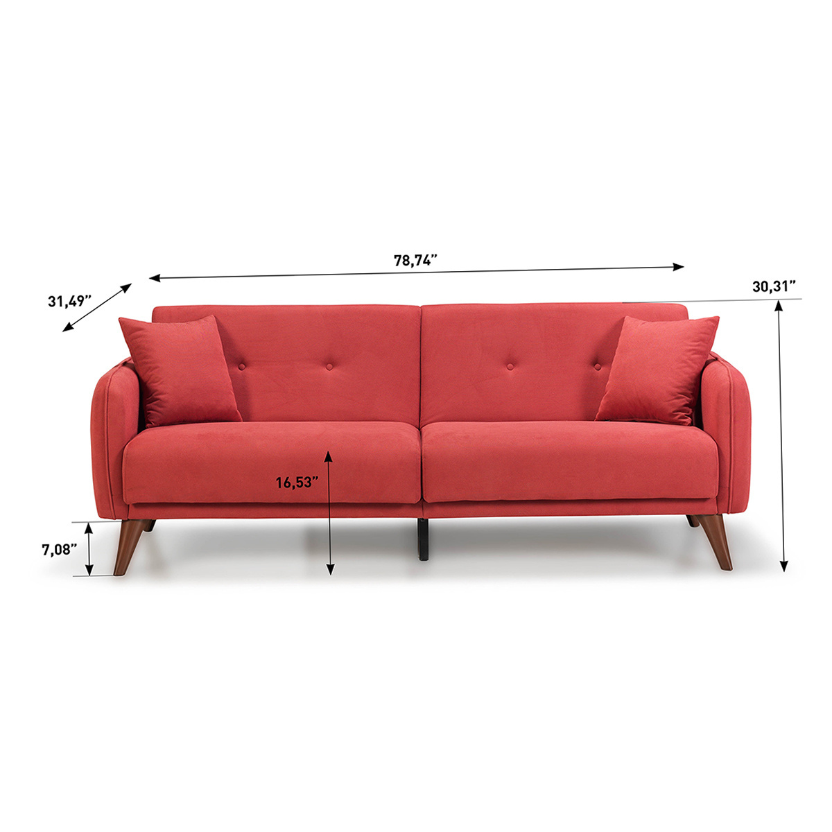 Sofa Cum beds Red Orange Velvet color modern Foldable Turkish furniture 3 seater sofa, Living room sofa