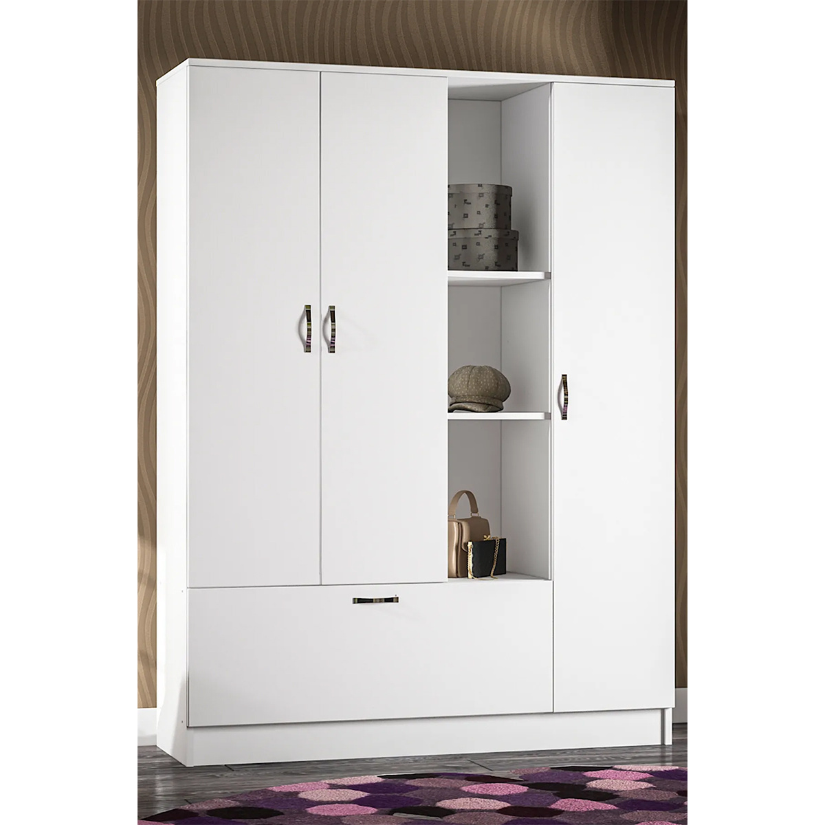 Modern 3-Door Wardrobe - Spacious and Stylish Closet Storage Solution - Premium Quality, Organize Your Wardrobe with Elegance