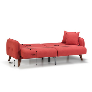 Sofa Cum beds Red Orange Velvet color modern Foldable Turkish furniture 3 seater sofa, Living room sofa