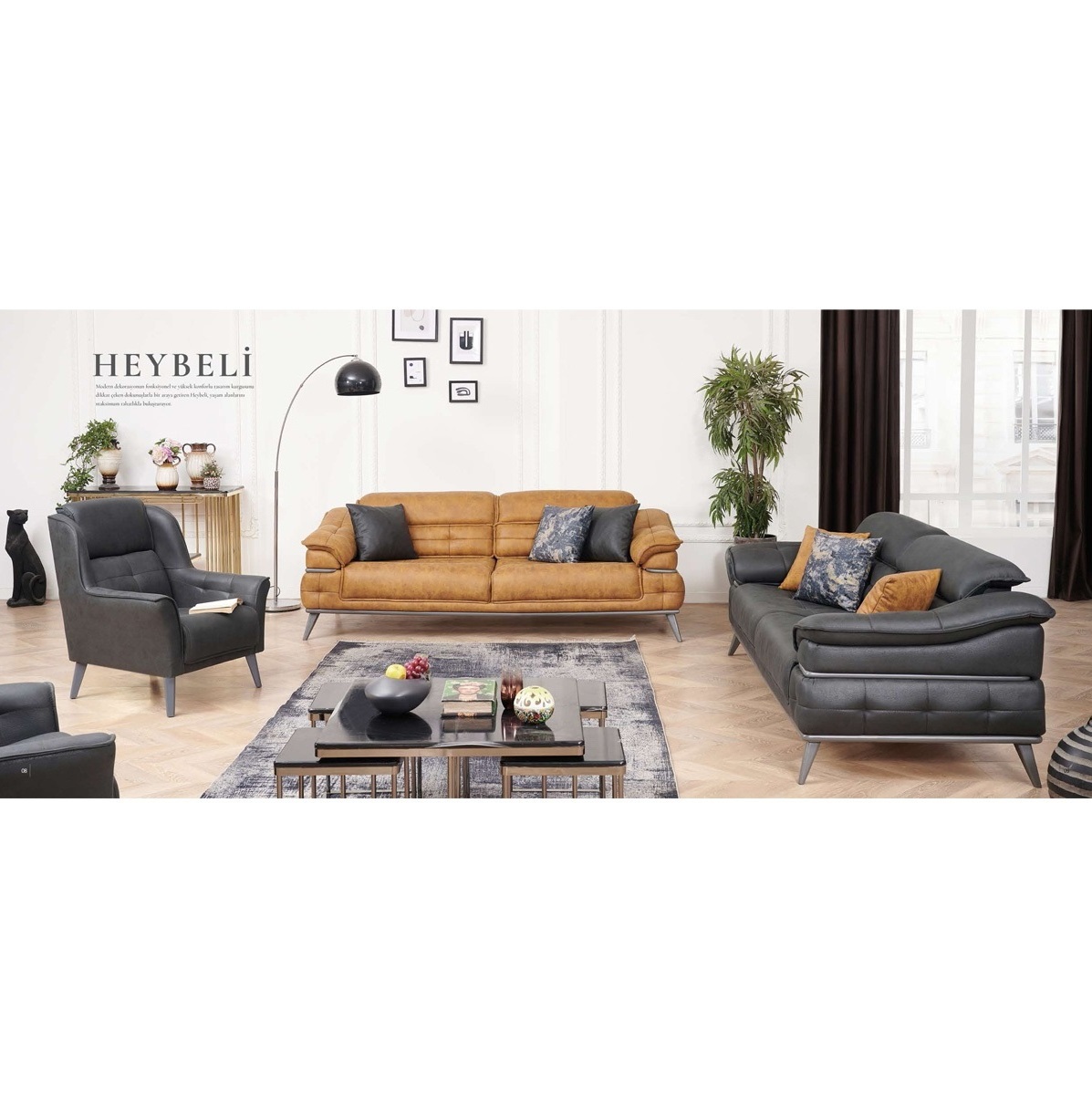 Leather Sofa Elegance Style Comfortable Seater New Trend European Chesterfield sofa set Hotel And home Furniture