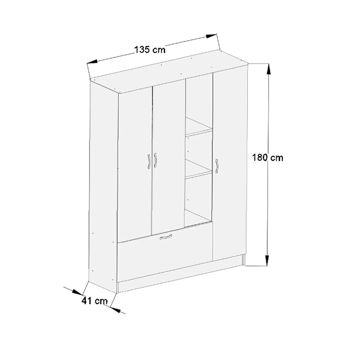 Modern 3-Door Wardrobe - Spacious and Stylish Closet Storage Solution - Premium Quality, Organize Your Wardrobe with Elegance