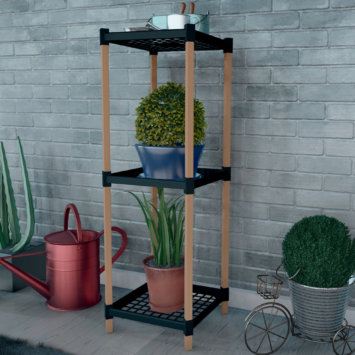 Custom Wooden Plant Rack Display Stand Multi Pot Rack Indoor Outdoor Garden Plant Shelf In Corner Living Room Balcony