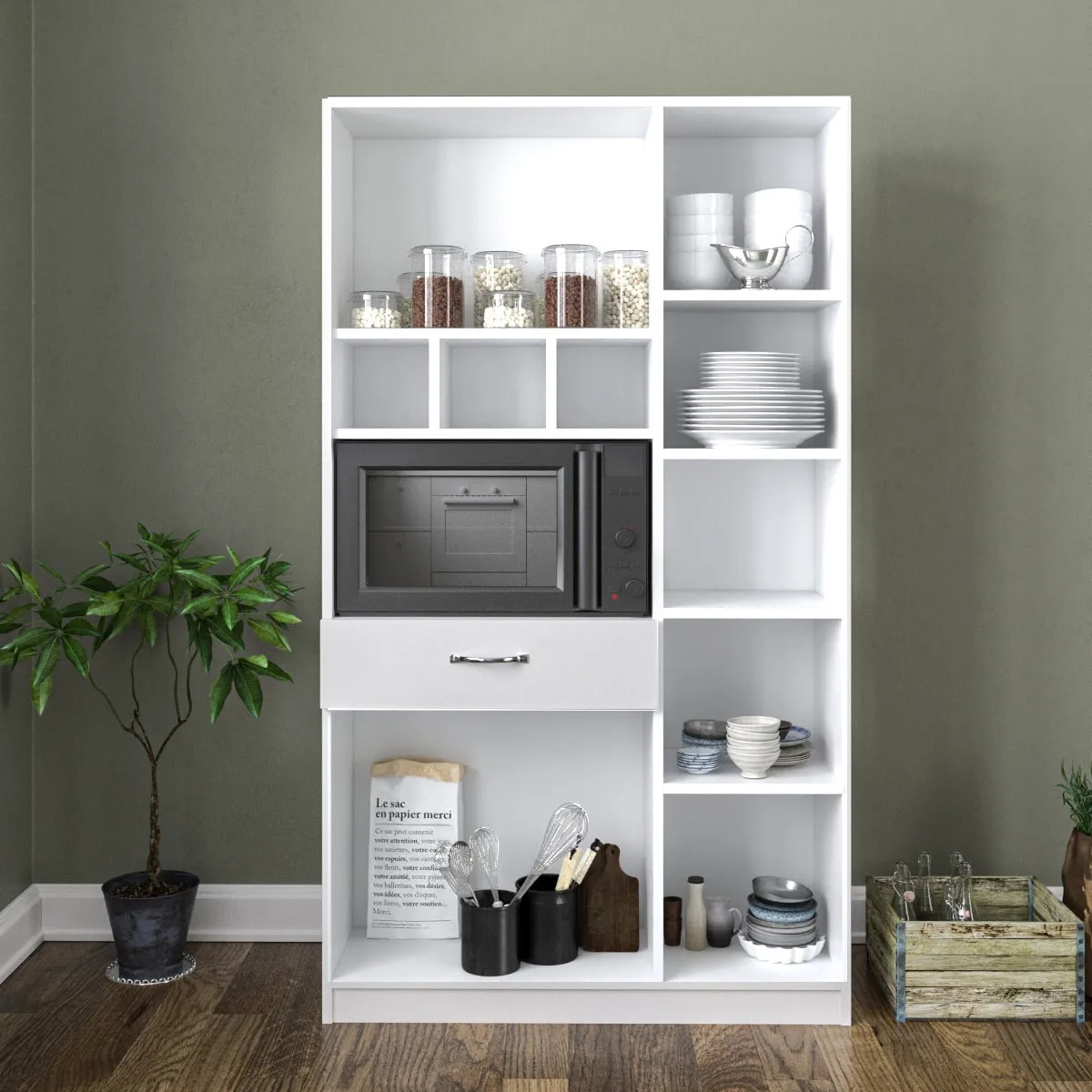 Kitchen Cupboard with Cutlery and Oven Space - Premium Storage Solution - High-Quality, Organize Your Kitchen with Style