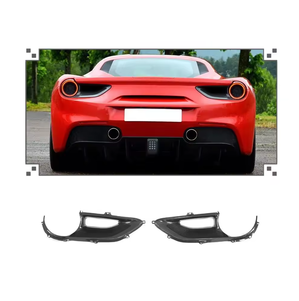 Carbon Fiber Tail Light Exterior Trim Covers for Ferrari 488 GTB Spider 2015- 2017 with TUV Material Certificate For EU Buyers