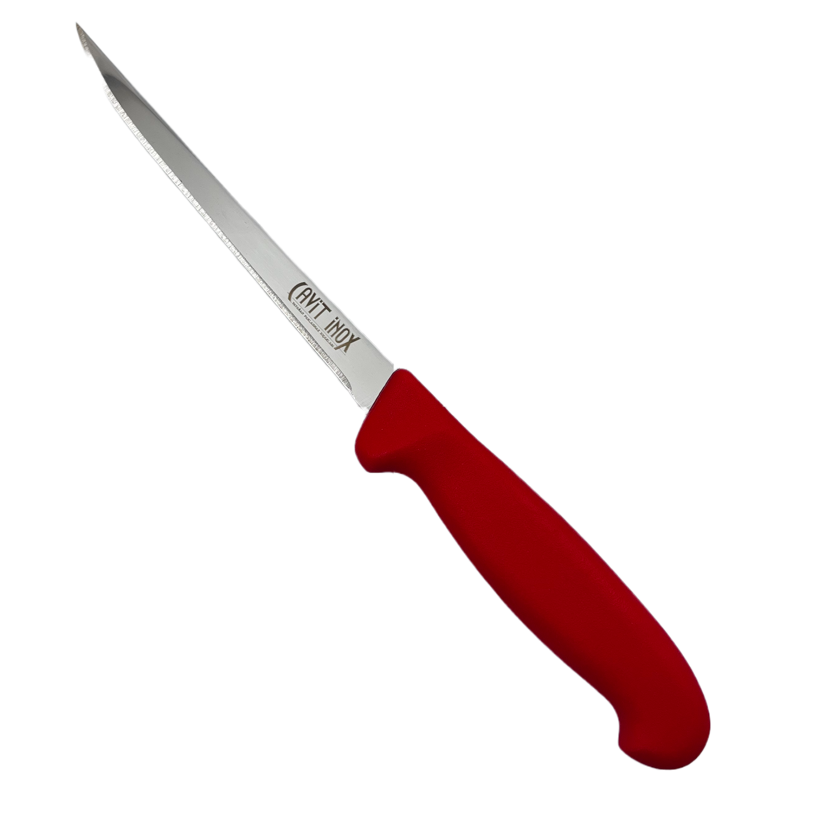 Top Seller Boning Fillet Kitchen Knife with Plastic Red Handle Stainless Extra Sharp Steel from Turkiye fk1050