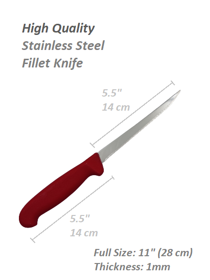 Top Seller Boning Fillet Kitchen Knife with Plastic Red Handle Stainless Extra Sharp Steel from Turkiye fk1050