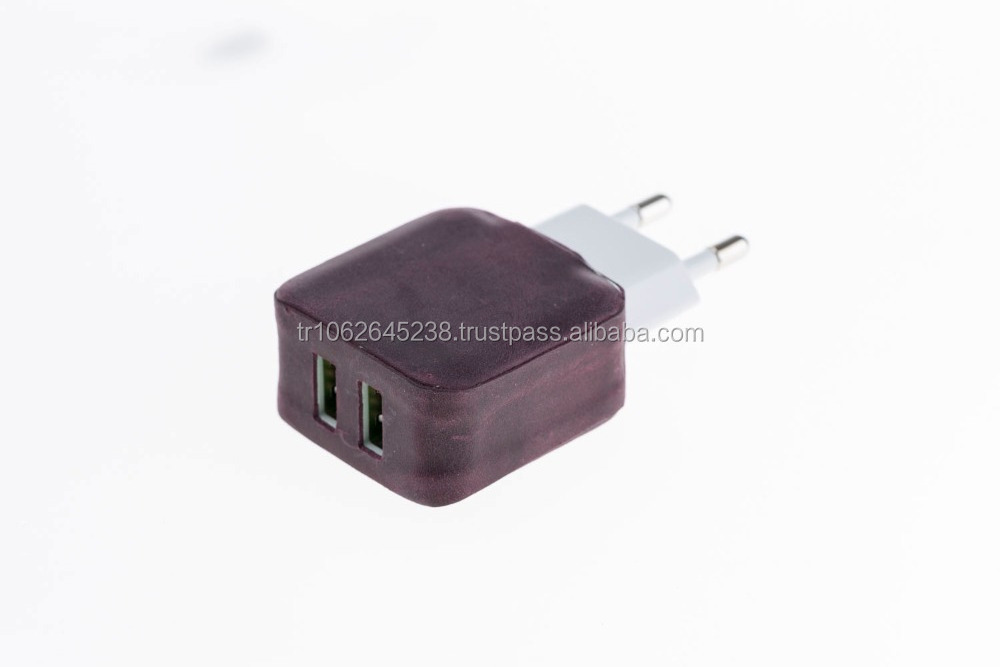 Leather Covered Data Sync Charger Cable and Adapter