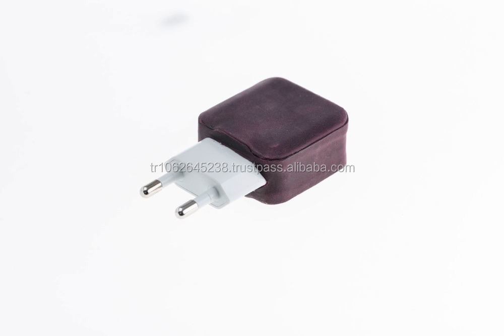 Leather Covered Data Sync Charger Cable and Adapter