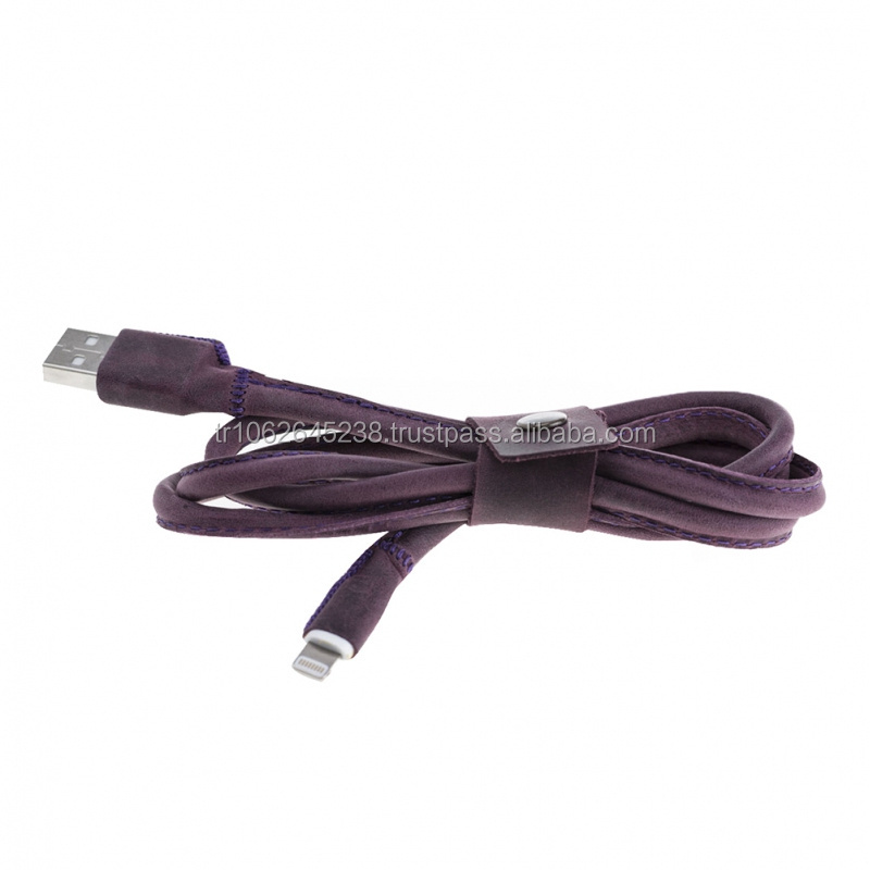 Leather Covered Data Sync Charger Cable and Adapter