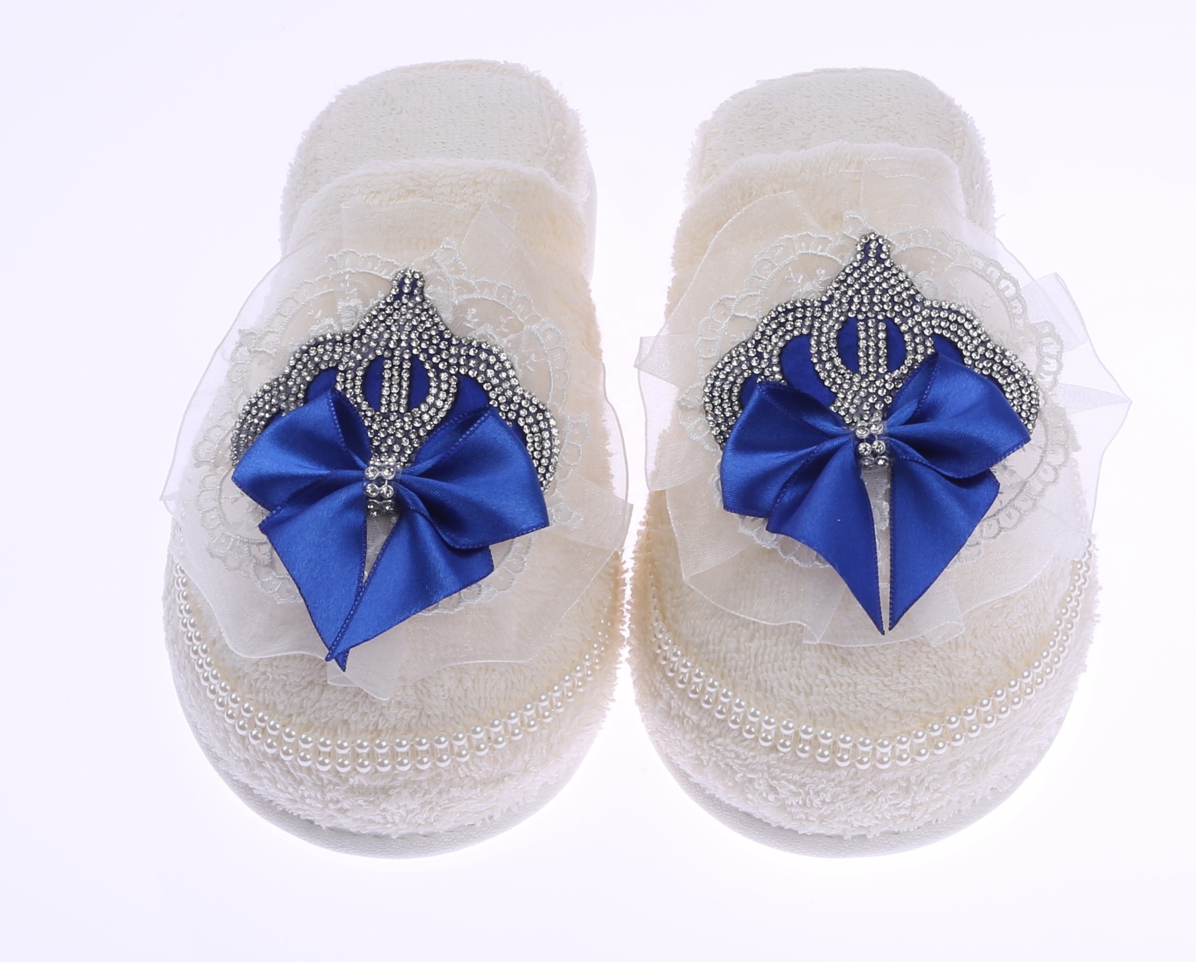 Wholesale Custom Lady Women Pregnant Modern Luxury First Class High Quality Luxe Lace Mother Set Woman Slipper And Hair Band