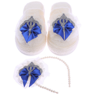 Wholesale Custom Lady Women Pregnant Modern Luxury First Class High Quality Luxe Lace Mother Set Woman Slipper And Hair Band