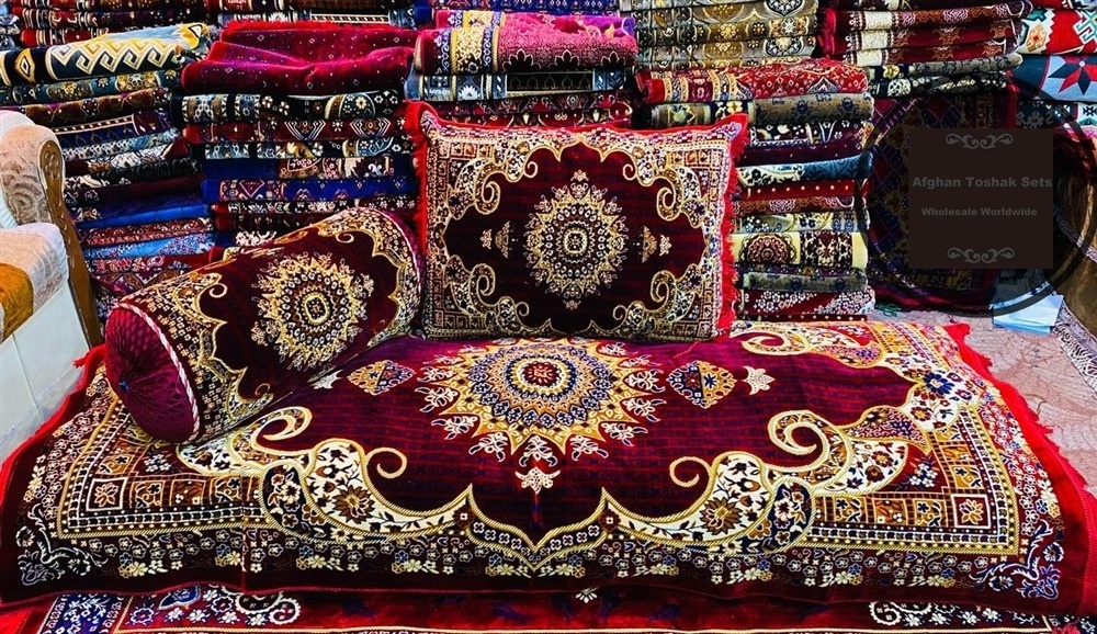 Fabulous Afghan Toshak Style Cushion And Pillow Cover Set  |  Toshak Afghani   Arab Seating Floor  Oriental Floor Seating