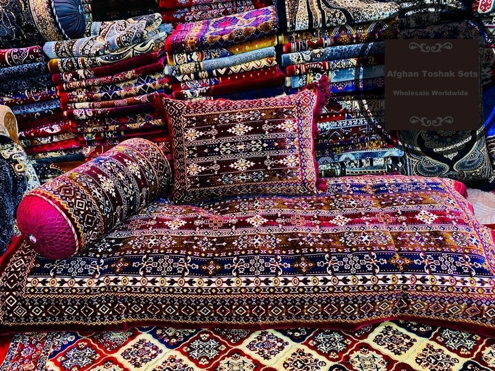 Thw Fantastic Afghan Toshak Style Cushion And Pillow Cover Set  |  Toshak Afghani   Arab Seating Floor  Oriental Floor Seating