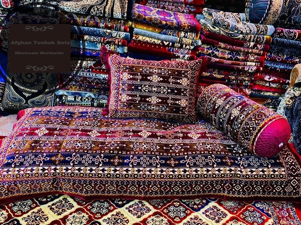 Thw Fantastic Afghan Toshak Style Cushion And Pillow Cover Set  |  Toshak Afghani   Arab Seating Floor  Oriental Floor Seating