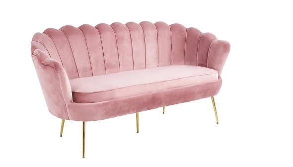 Upholstered Modern Nordic Tufted Shell Fabric Velvet Green Blue Pink Armchair Golden Metal Legs armchair