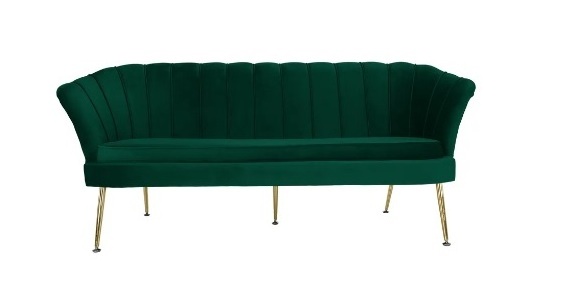 Upholstered Modern Nordic Tufted Shell Fabric Velvet Green Blue Pink Armchair Golden Metal Legs armchair