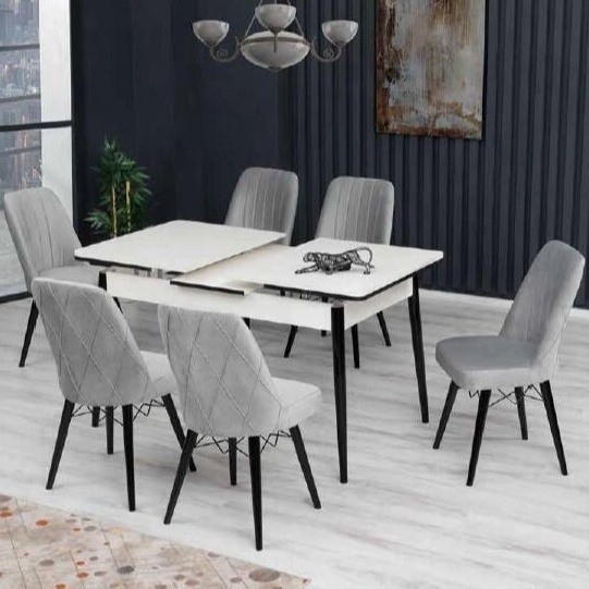 Gold economic dining table set extended table system Turkish design solid wood legs saving places different colors