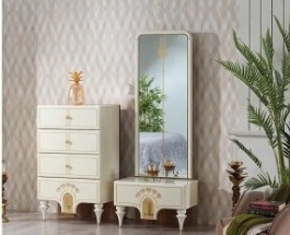 Bashak Italian bedroom set king size bed mirrored dresser lighted headboard wholesales prices