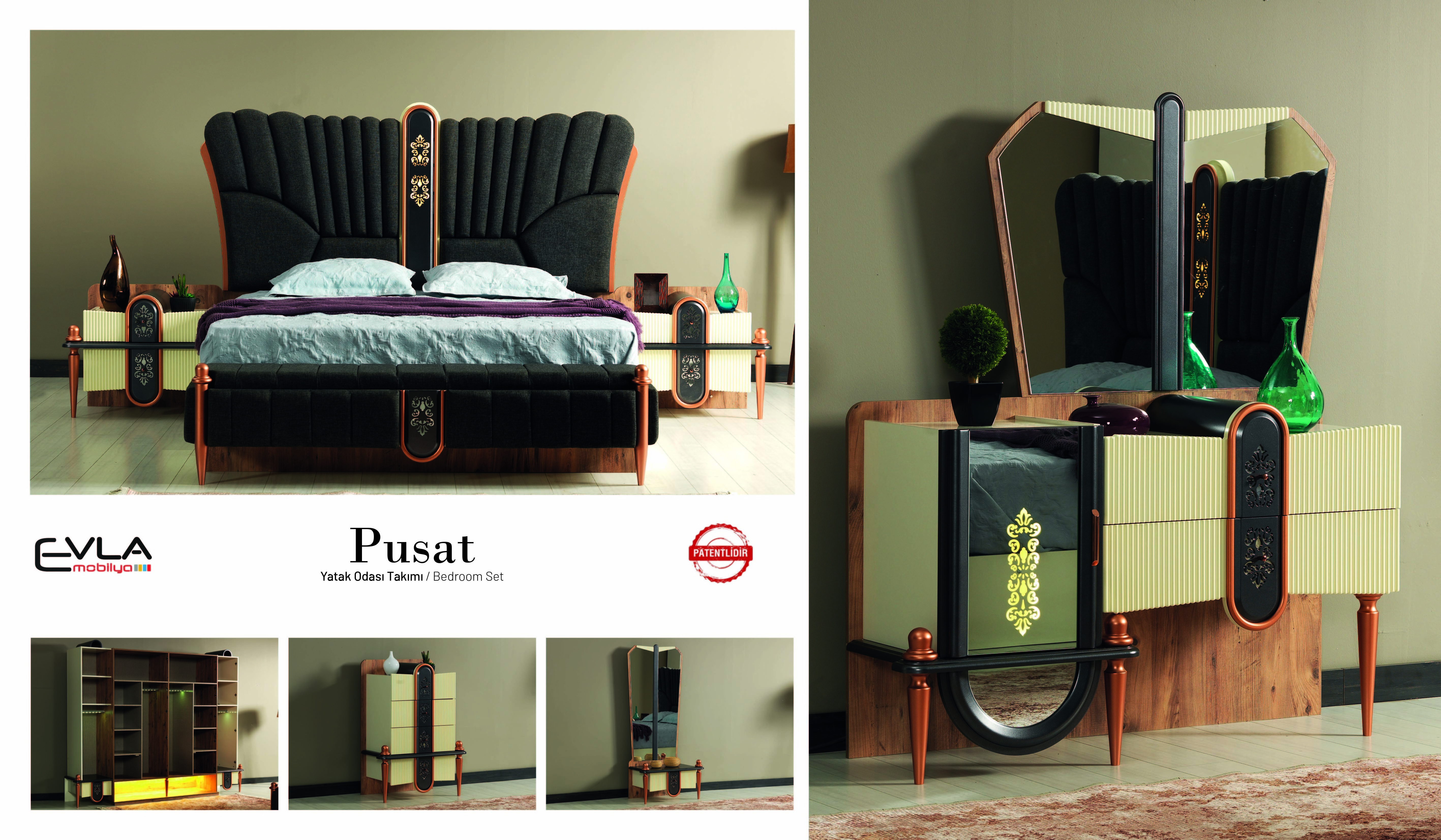 PUSAT Italian bedroom set king size bed luxury home furniture factory price king size bed hot sales