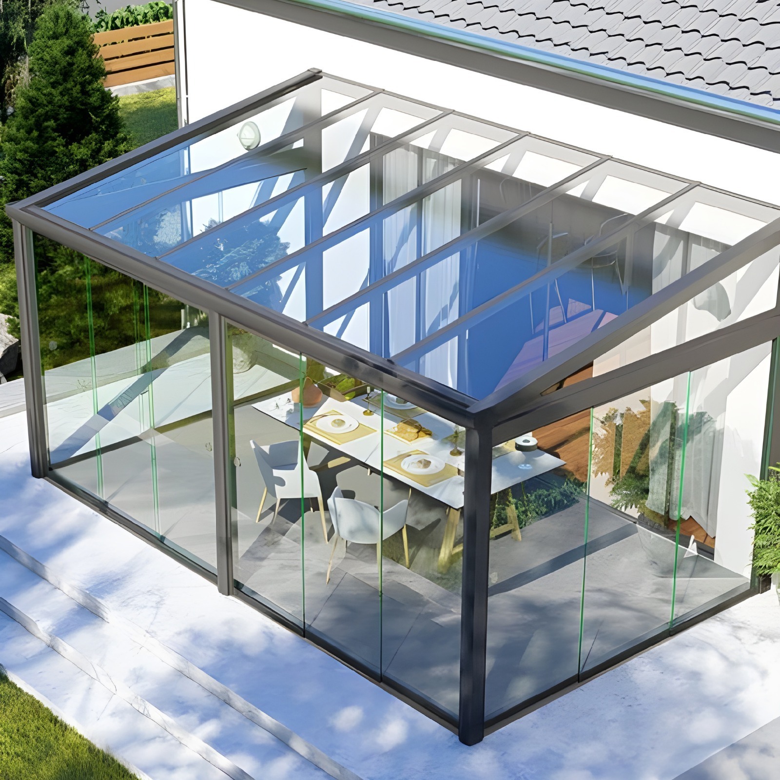 VERANDA GLASS ROOF ALUMINUM PANELS SYSTEM