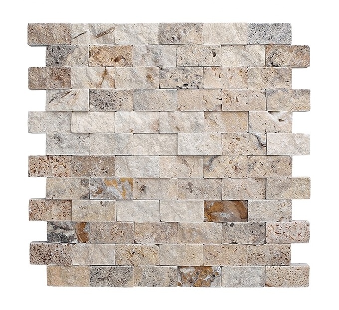 Quality Scabos Natural Stone - Split-Face Travertine Mosaic - Customizable Wall & Floor Tiles