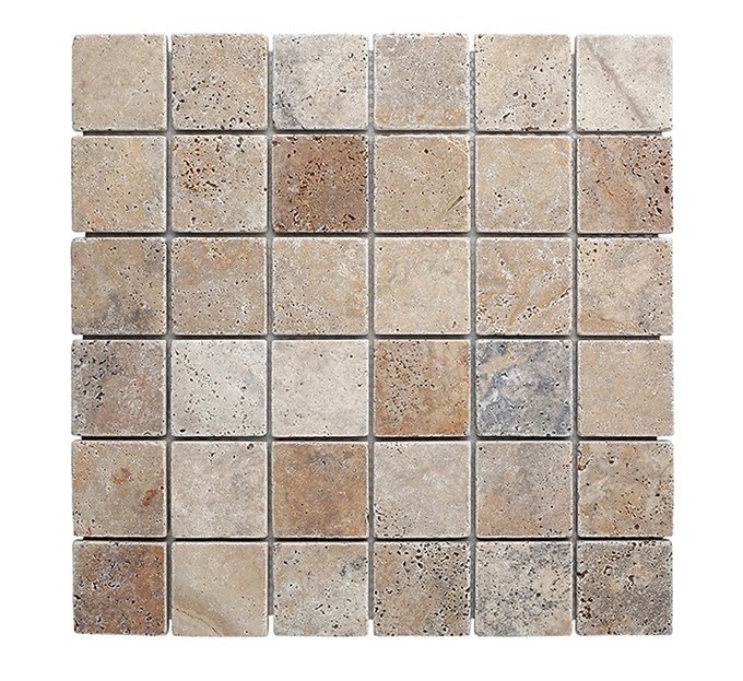 Quality Scabos Natural Stone - Split-Face Travertine Mosaic - Customizable Wall & Floor Tiles