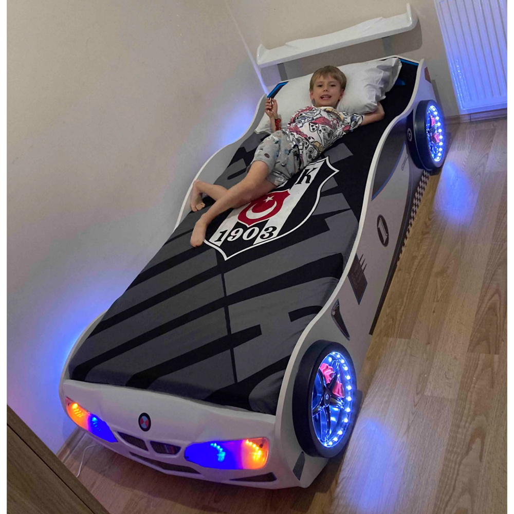 Bedroom Kids Race car beds toddler beds full lights and sounds remote, race car bed full size, trundle bed, kids white racing ca