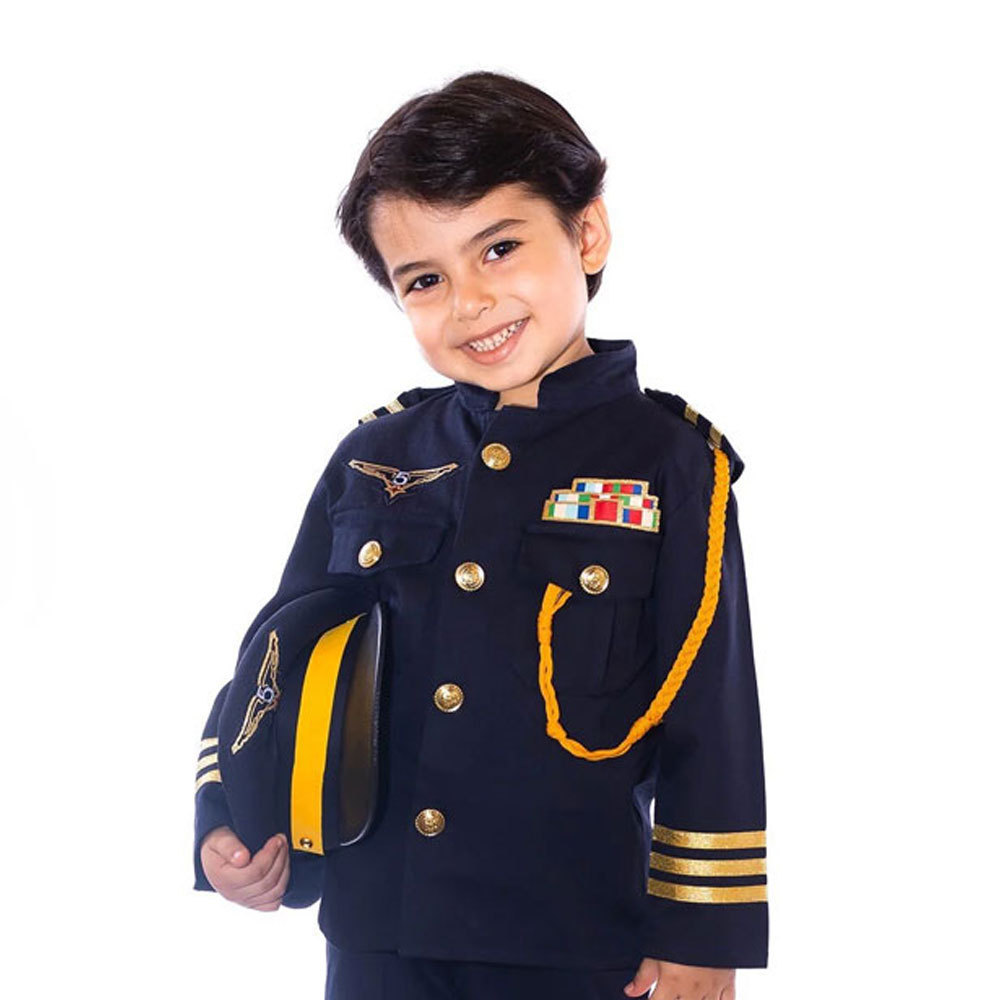 Kid's Boys Pilot Costume Role Play Pretend Cute Cop Children Costume for Carnival Halloween