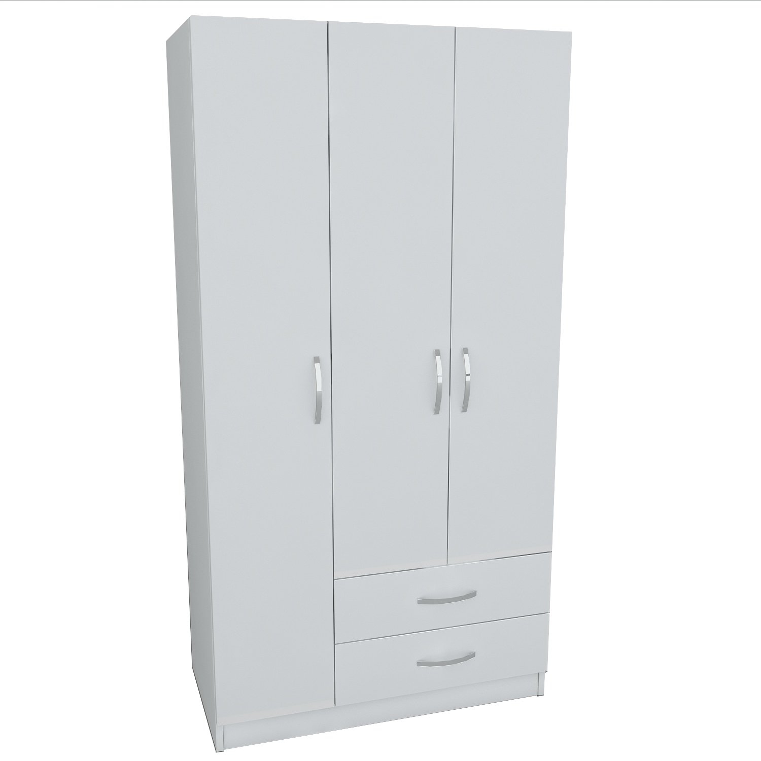 Available 2 Drawer White Lacquer 3 Door Wardrobe