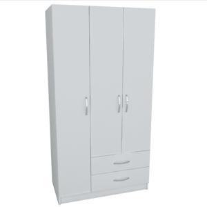 Available 2 Drawer White Lacquer 3 Door Wardrobe