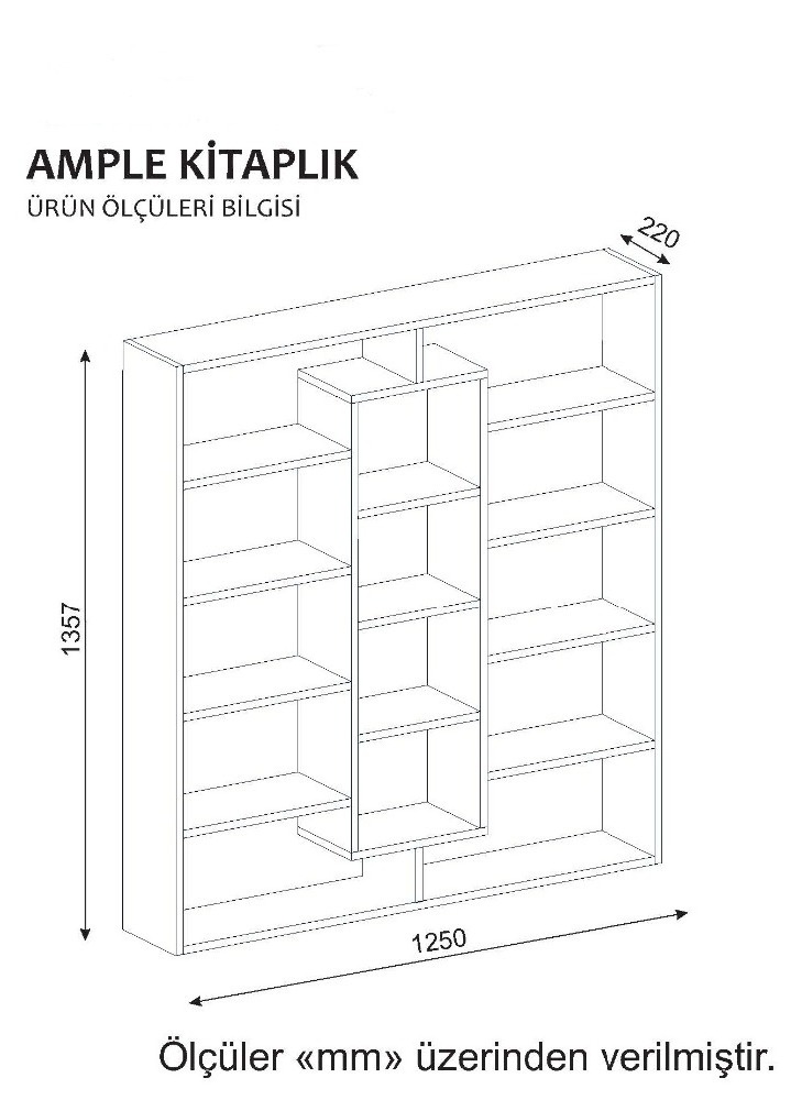 Ample Modern Wooden Bookcase Walnut - Bookshelf