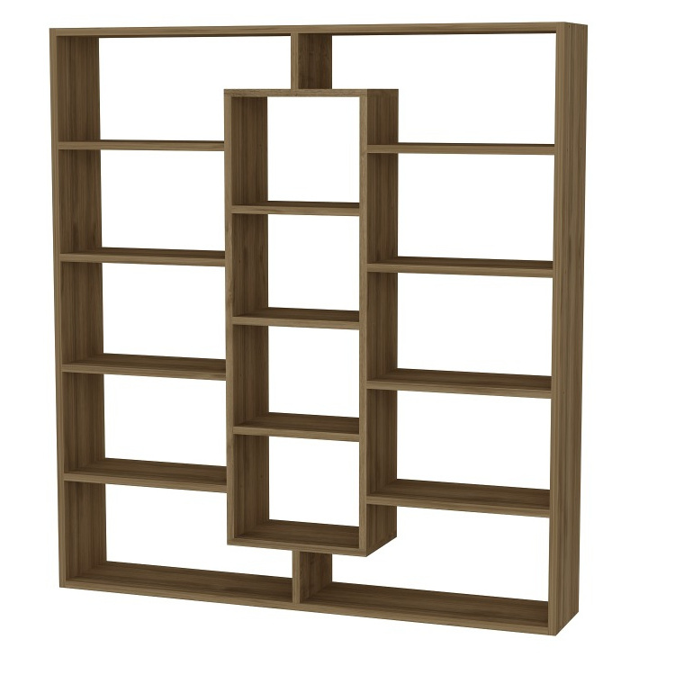 Ample Modern Wooden Bookcase Walnut - Bookshelf