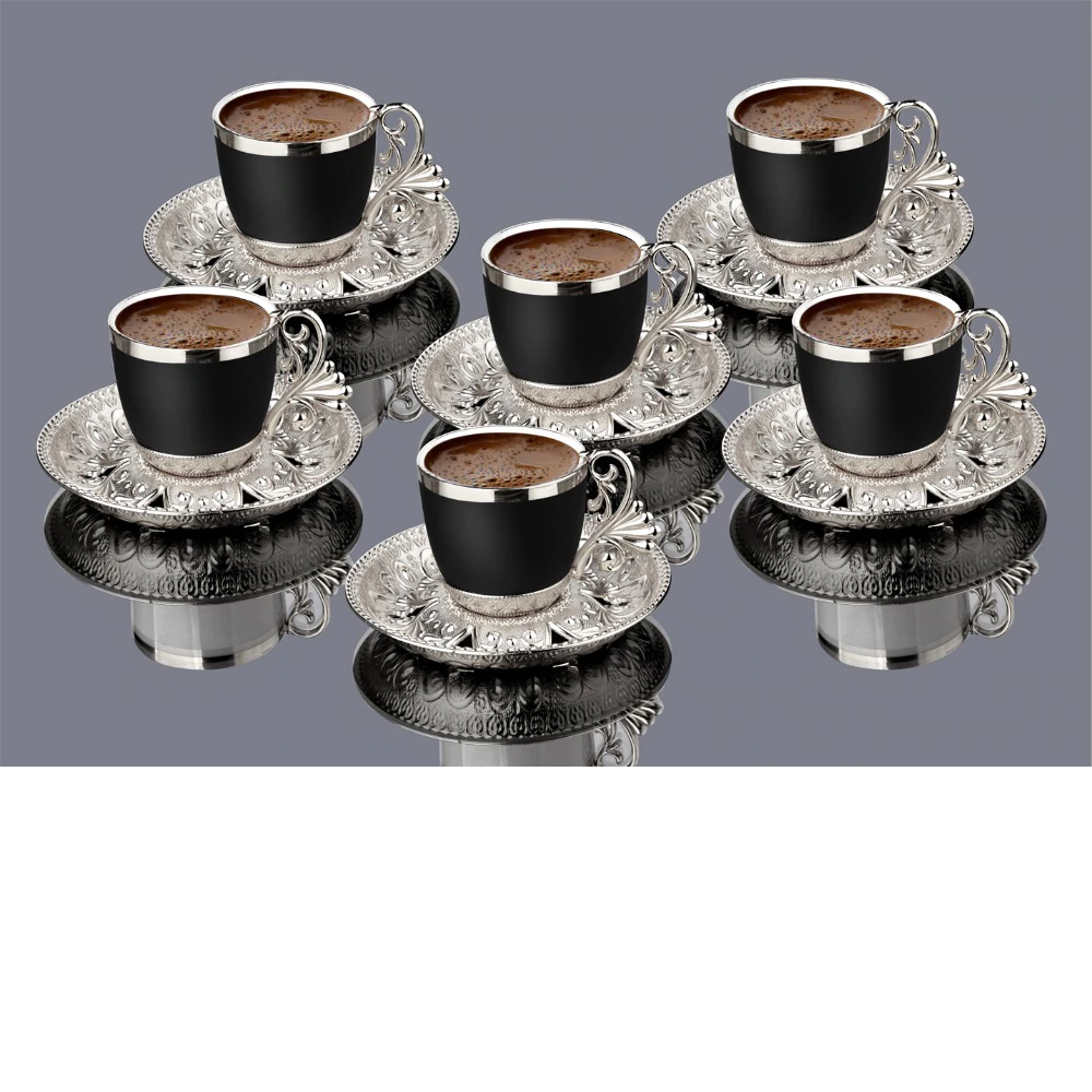 Turkish Coffee Cups Sets of 6 Ottoman Anatolian Greek Arabic Tea Set Copper Espresso Mugs Wholesale Islamic Gift Sets Amazon FBA