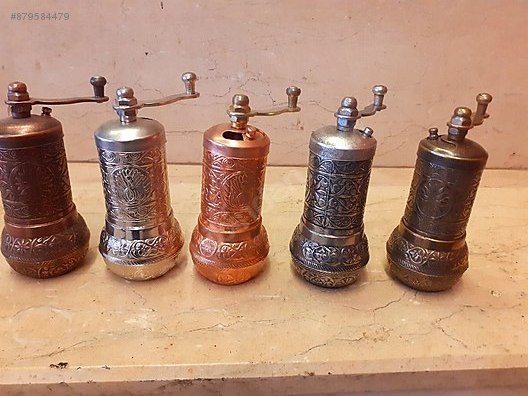 Wholesale Authentic Pepper Mill Turkish Coffee Grinders Salt and Pepper Mill Round Copper Metal Authentic Spice Grain Grinder