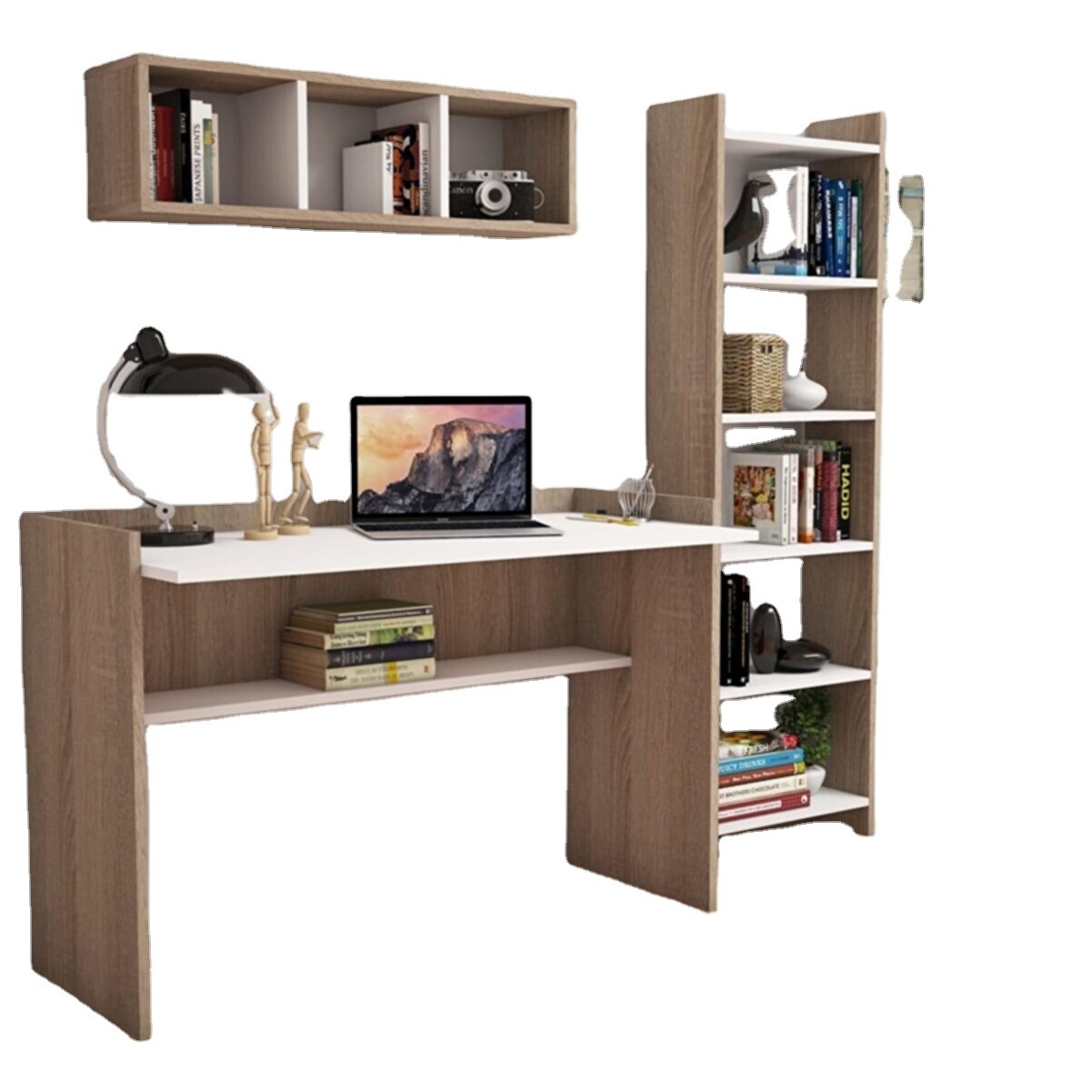 Wood Decorative Study Desk Bookshelf Wooden Bookcase Rack Wholesale Custom MDF Chipboard Living Room Furniture Home Decor