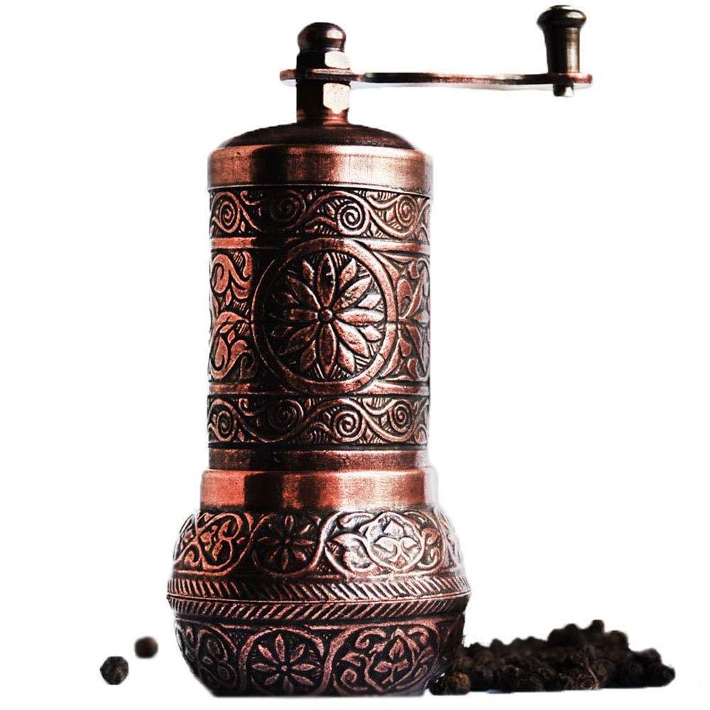 Wholesale Authentic Pepper Mill Turkish Coffee Grinders Salt and Pepper Mill Round Copper Metal Authentic Spice Grain Grinder